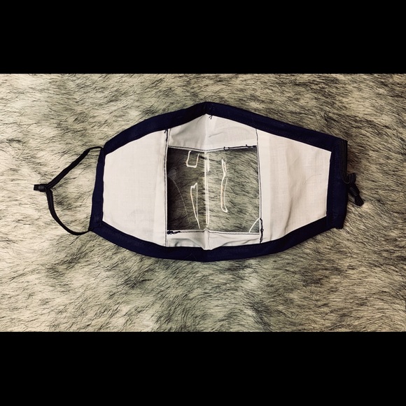 Blue Clear Window Face Mask for Lip Reading - Picture 3 of 6